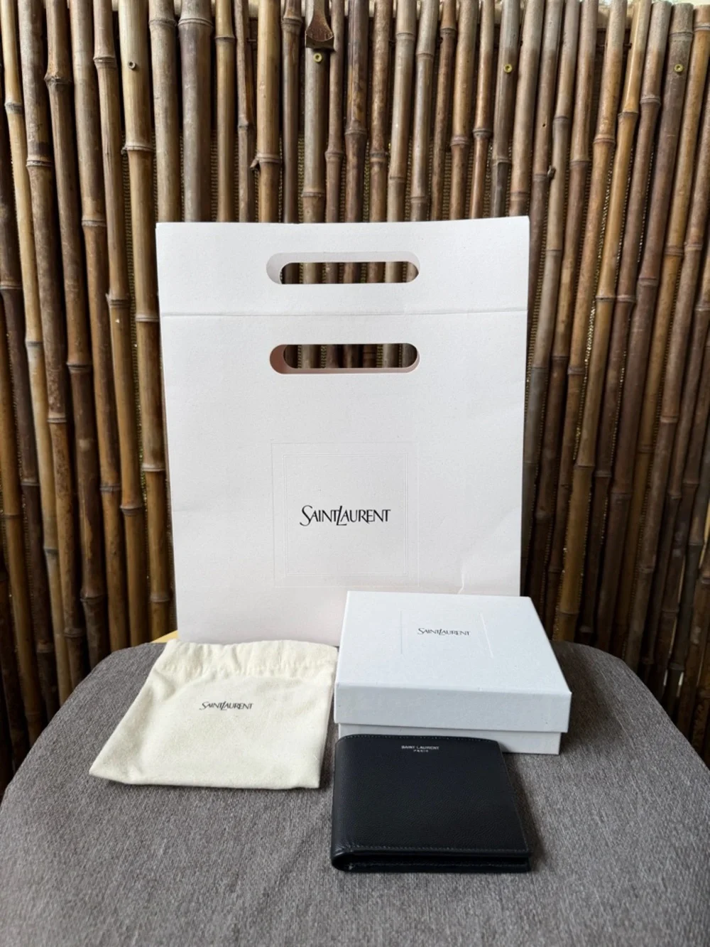SAINT LAURENT grained leather mens wallet